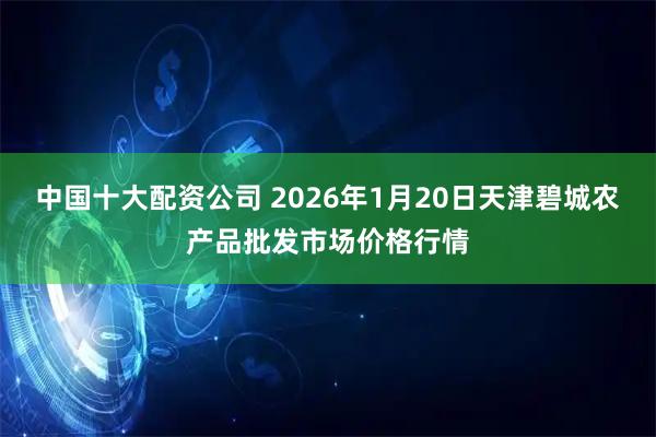 中国十大配资公司 2026年1月20日天津碧城农产品批发市场价格行情